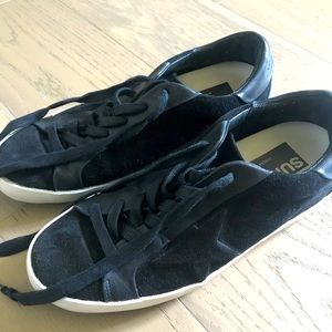 All black, suede Golden Goose sneakers